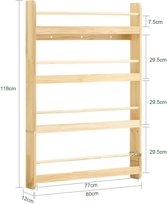 SoBuy KMB08-N Bibliothèque pour enfants, 4 niveaux, meubles, rangement, jouets, bibliothèque, meuble de rangement, étagère, chambre, nature, 80 x 12 x 118 cm