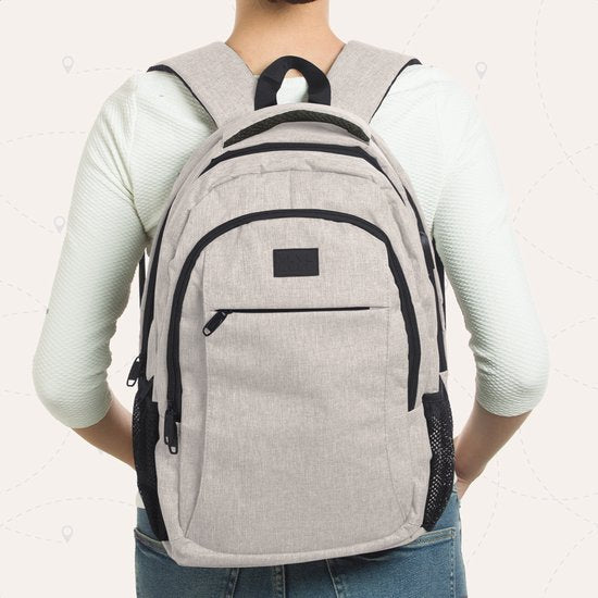 TRVLMORE Sac à dos à vie - Sac à dos avec compartiment pour ordinateur portable de 15,6 pouces - Cartable - Résistant aux éclaboussures - Hommes et femmes - Garçons et filles - 28L - Champagne