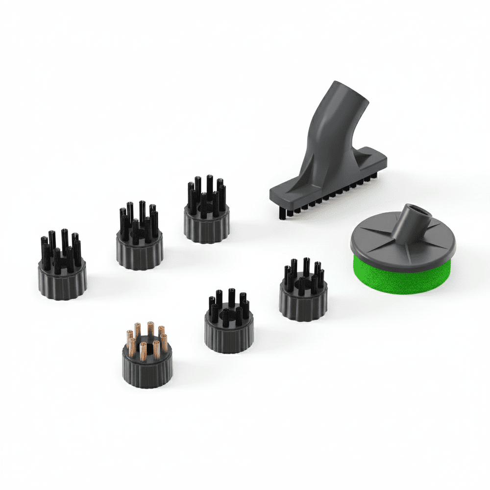 Techweise : lot supplémentaire de 8 brosses de rechange pour le nettoyeur vapeur TS1 – nylon, acier et éponge abrasive – lot de 8 pièces