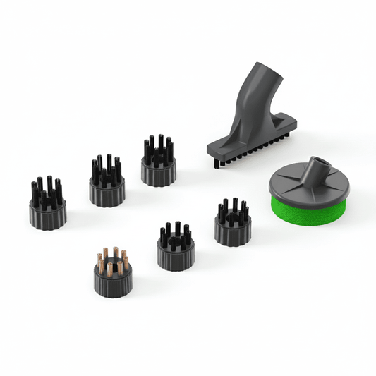 Techweise : lot supplémentaire de 8 brosses de rechange pour le nettoyeur vapeur TS1 – nylon, acier et éponge abrasive – lot de 8 pièces