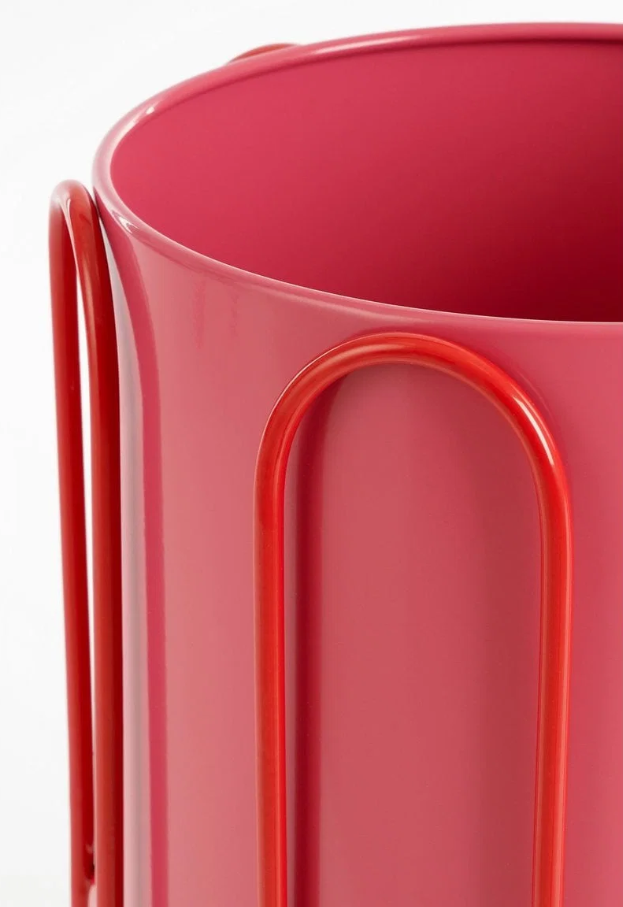 Mica Decorations Dione : pot de fleurs sur pied - Rose/Rouge - H 35 x Ø 25,5 cm