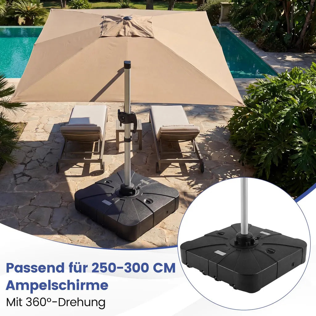 Coast Parasol Base with Wheels - Base de parasol flottant remplissable 84 x 84 x 20 cm - Noir