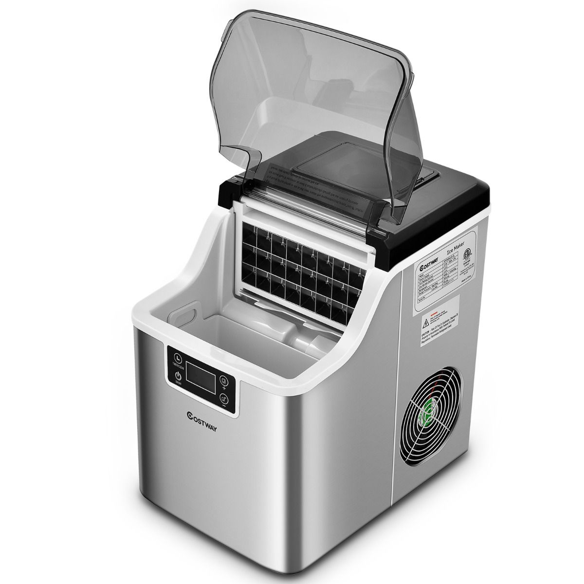 Coast Countertop Ice Maker - 26x36x38 cm - Silver - Machine à glaçons électrique avec auto-nettoyage, 18KG/24h, 24 glaçons carrés par 15 min