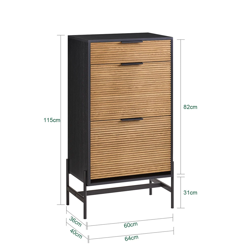 SoBuy HFSR03-SCH Meuble à chaussures pour entrée, avec 1 tiroir et 2 abattants