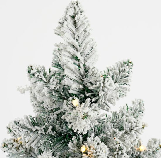 Black Box Trees Gerlos : sapin de Noël artificiel avec éclairage - Sapin artificiel H 120 x P 51 cm - Sapin de Noël artificiel aux branches enneigées - Décoration de Noël d'intérieur - 166 branches - Vert