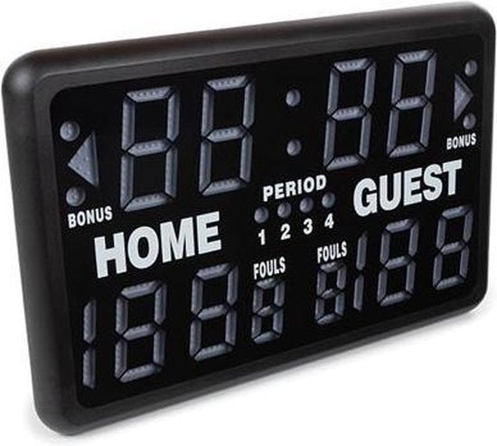 Perel Tableau d'affichage numérique, multisport, avec chronomètre sportif multifonctionnel, utilisation intérieure et extérieure, modèle de table, utilisation autonome ou sur support, 40,5 x 62 cm