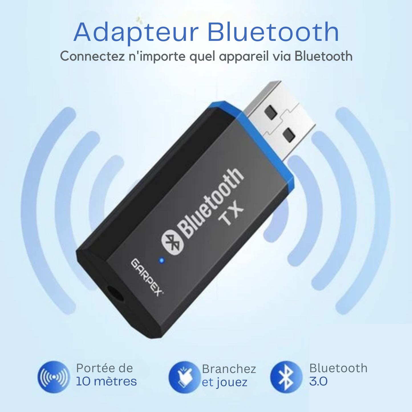 Récepteur Bluetooth - Garpex® - Adaptateur Bluetooth - Récepteur Bluetooth pour autoradio, ordinateur portable - Hifi