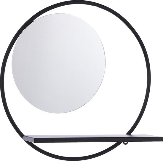 Mica Decorations Miroir mural Phoenix - L11 x Ø39 cm - Métal - Noir