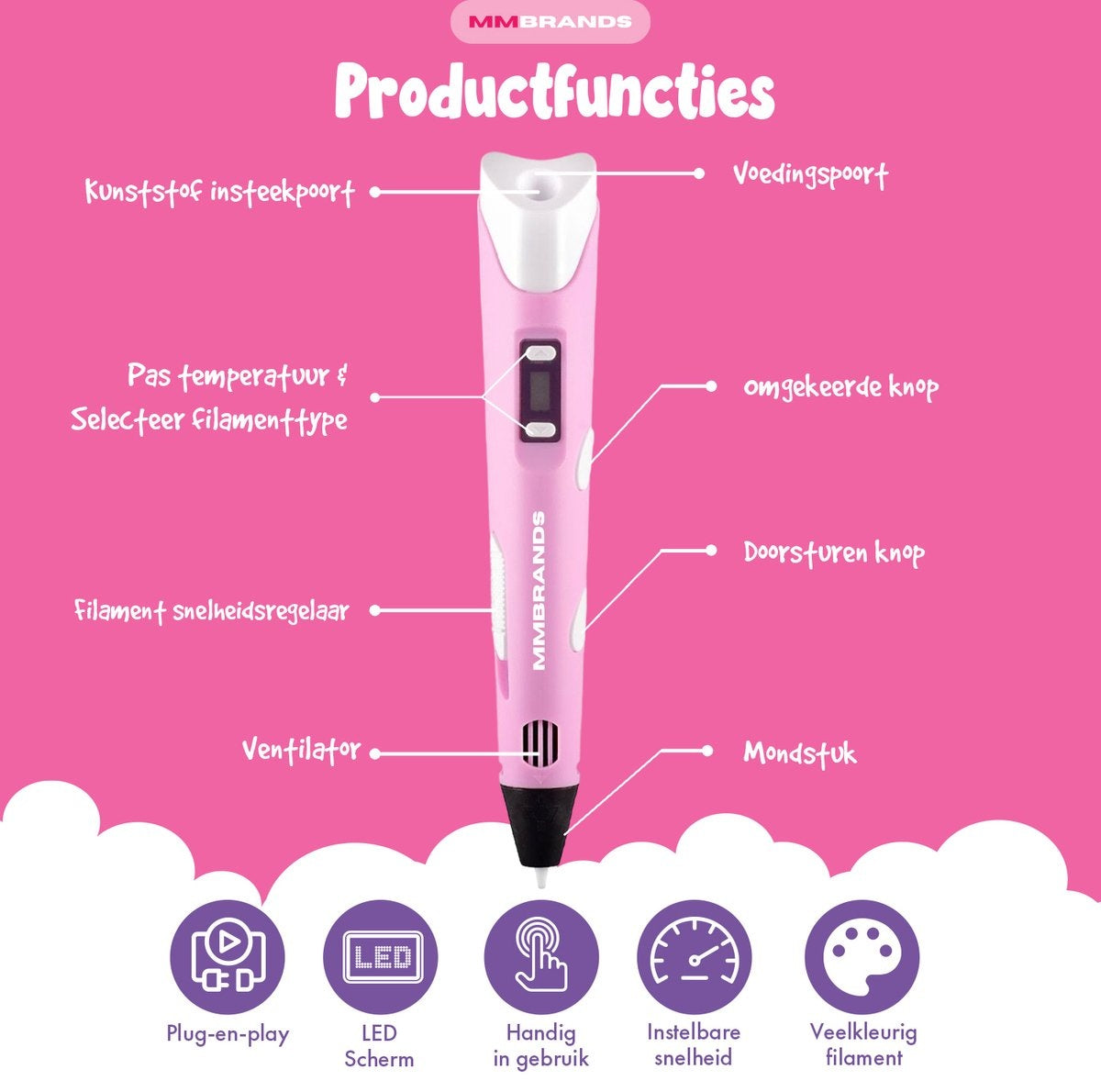 Stylo 3D - MM Brands - Rose