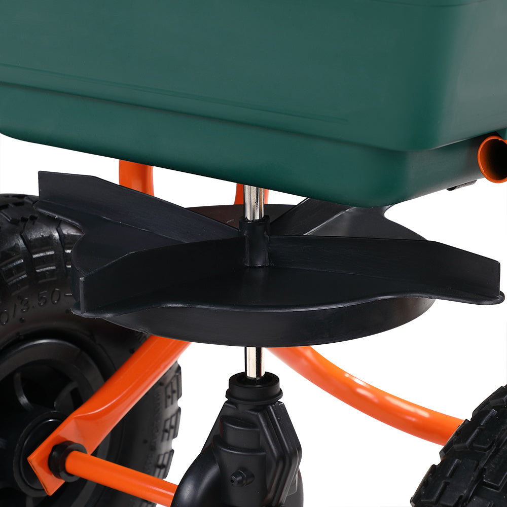 Épandeur d'engrais 20L - Gardebruk – Pneus réglables - Sable et engrais - Gravier Jardin Gazon extérieur- Vert Orange