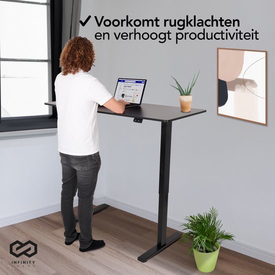 Bureau assis-debout - Infinity Goods - électrique réglable en hauteur - 140 x 60 CM - noir