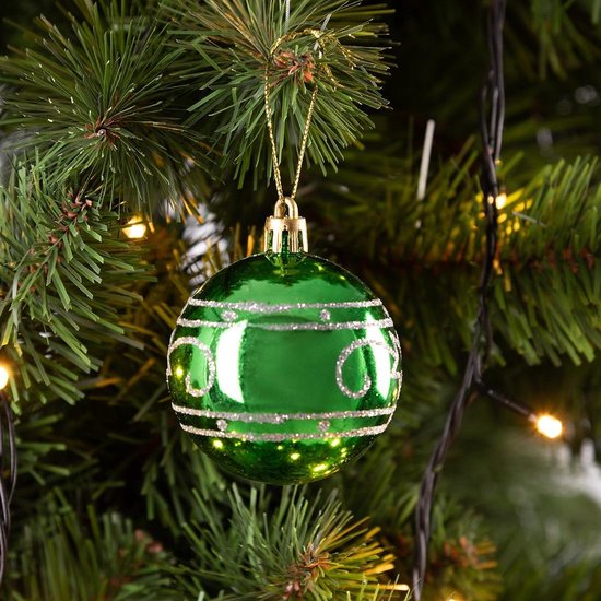 Boules de sapin de Noël 24pcs Ø6cm - Plastique brillant mat - Vert