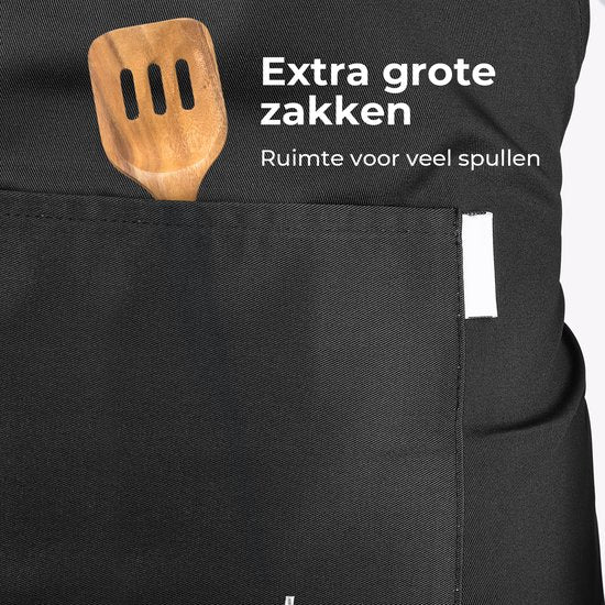 Tablier de cuisine - Résistant à l'eau et à la saleté - Tablier de cuisine professionnel - Tablier pour dames et messieurs - Tablier de traiteur - Unisexe - Boucle réglable - Compartiments extra-larges - Gris