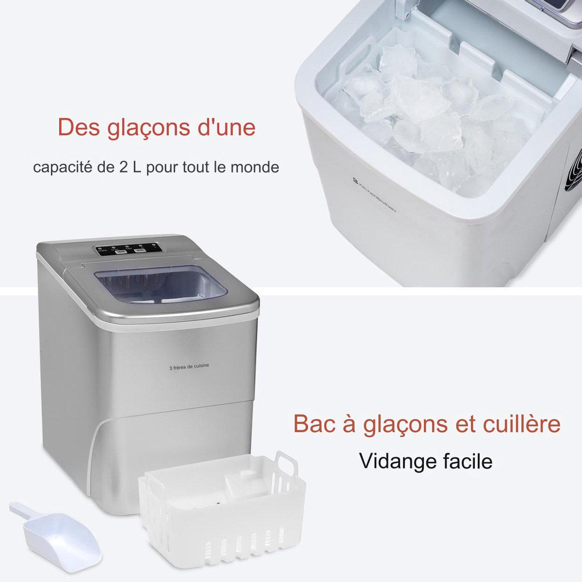 Machine à glaçons KitchenBrothers - 2 litres - 6-8 min. - Silver
