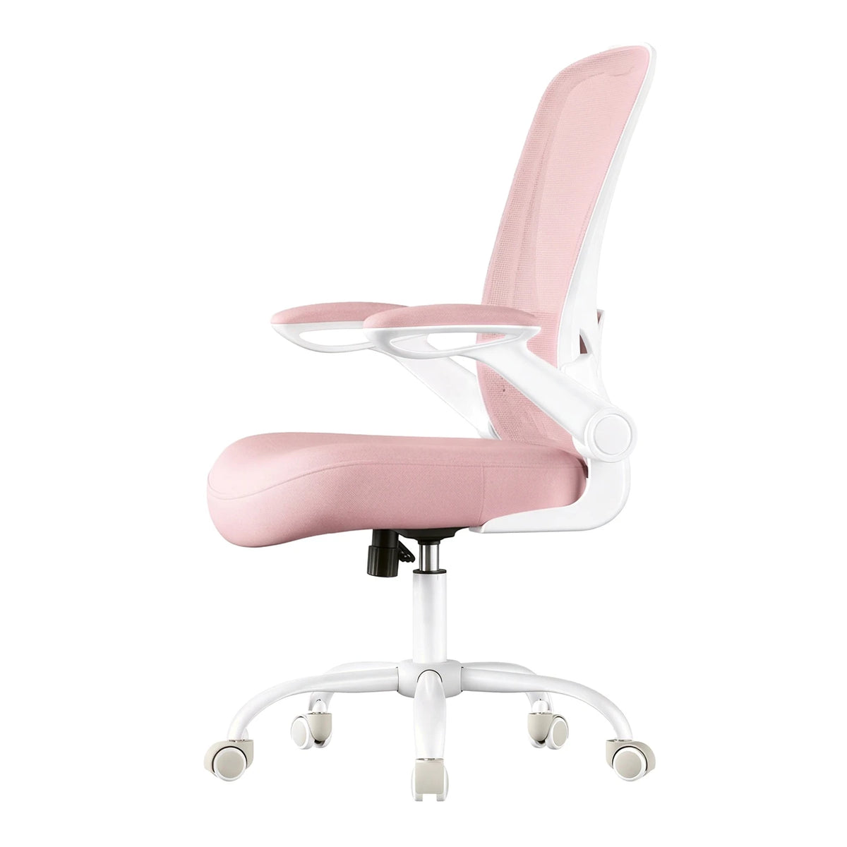 Chaise de bureau ergonomique Joyfurnos rose - Soutien lombaire réglable et accoudoirs rabattables - 60 x 64 x 103-110 cm