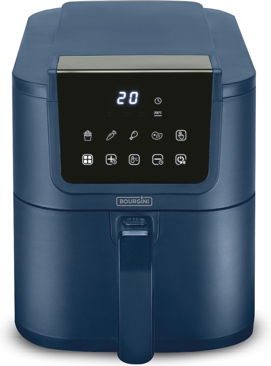 Bourgini Slimfit Airfryer XL Blue - Friteuse à air chaud - 5 litres - 1500W - sans PFAS