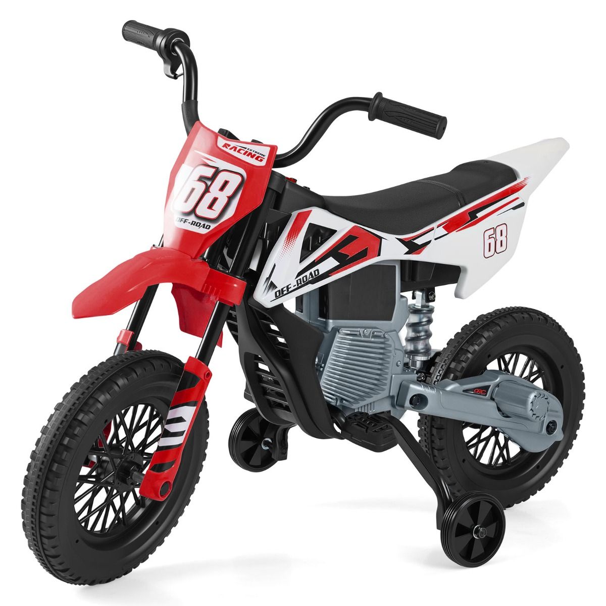 Moto électrique pour enfants Coast - musique et Bluetooth - roues d'appui - rouge
