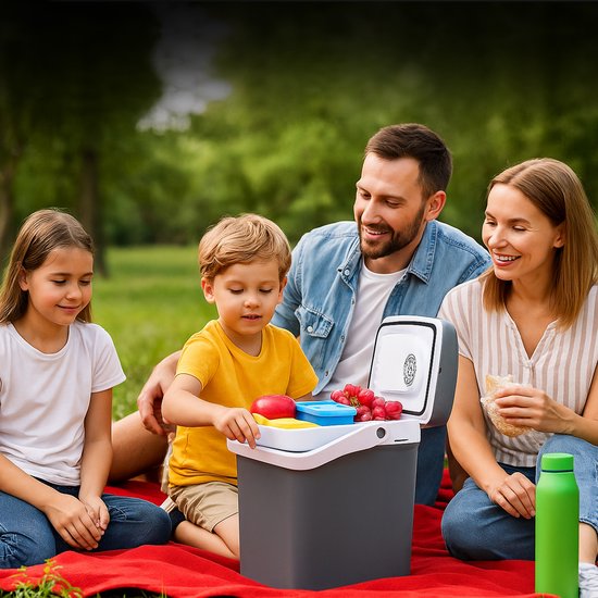 Outbee Coolbox - Coolbox électrique 12v 230 volt - Coolbox voiture - 21L - Convient aux bouteilles de 1,5 litre - Gris