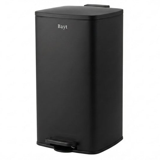 Bayt Poubelle - Poubelle 60 litres - Poubelle à pédale 60 litres - Poubelle 60 litres - Poubelle - inox - Noir