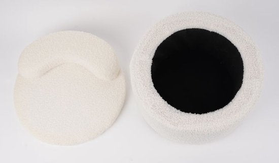 Pouf enfant avec rangement - Blanc avec crème