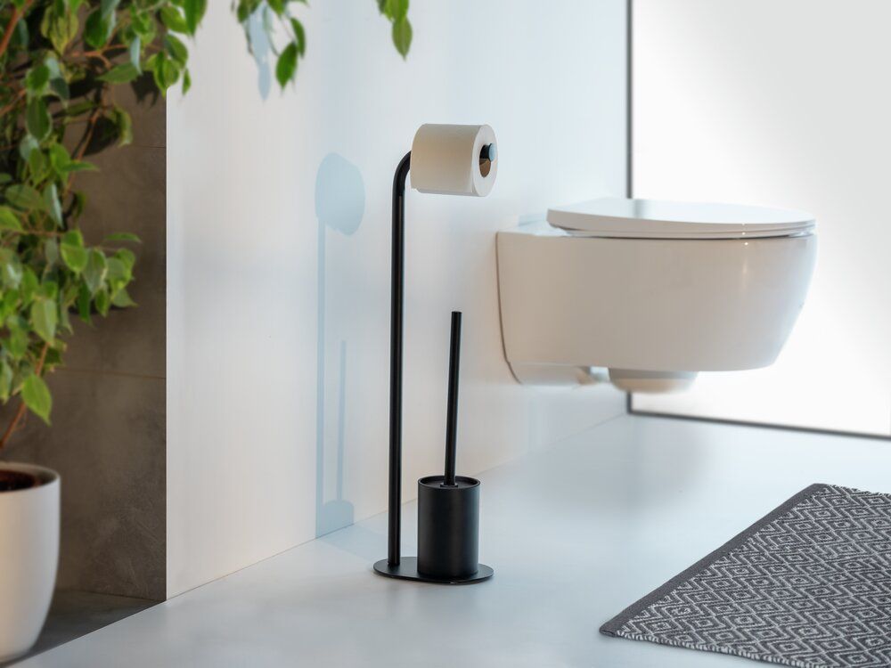 Ensemble de toilettes WENKO Levante Noir - Sur pied - Acier inoxydable - 23 x 63 x 17 cm