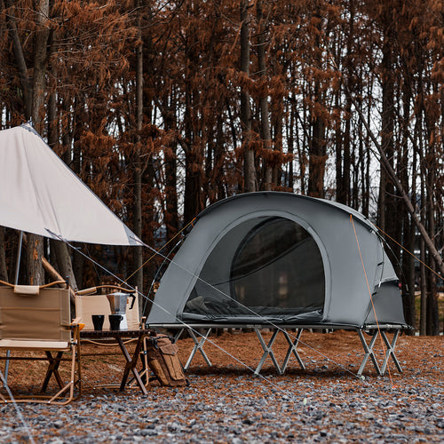 SoBuy Tente de camping - OGS60-L-HG - 2 personnes - pliable - lit inclus - 194 x 145 x 157 cm - gris