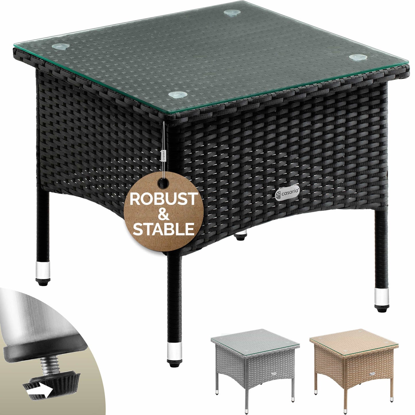 Table d'appoint Casaria en polyrotin noir 50 x 50 x 45 cm