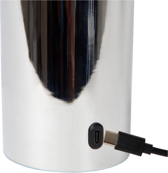 Lucide VIVO - Lampe de table rechargeable - Batterie - Ø 8 cm - LED à intensité variable - E27 - 1x1 W 2700 K - Chrome