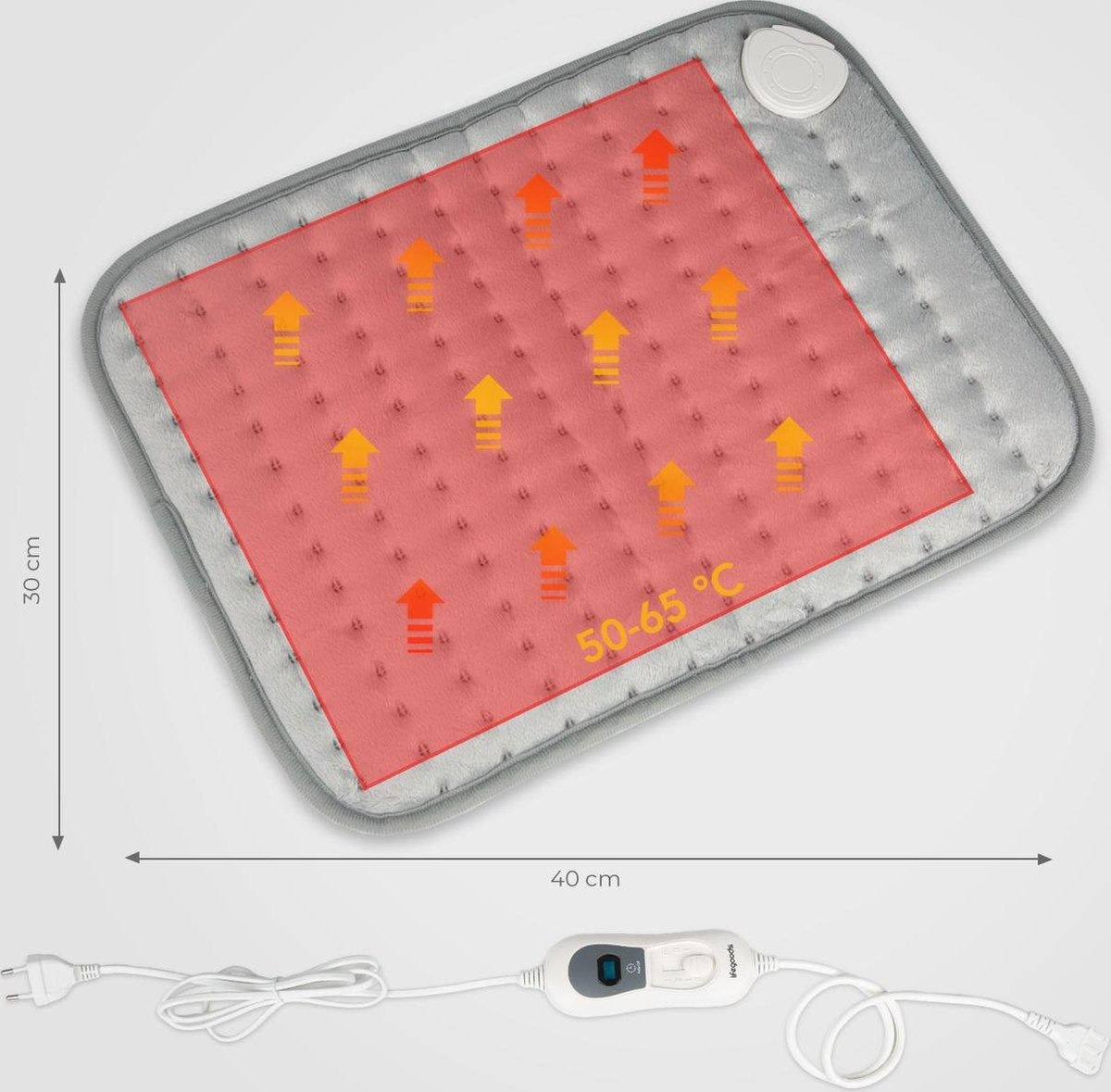 Oreiller chauffant - LifeGoods - électrique - 40x30cm - cou et épaules - gris