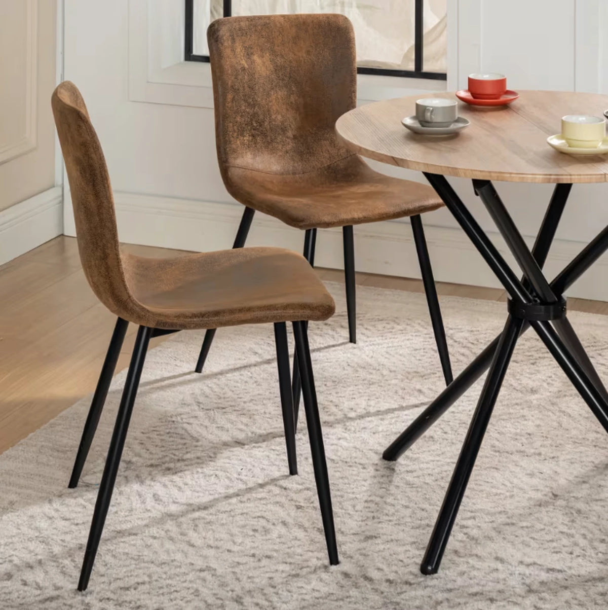 Ensemble de 4 chaises Urban Meuble - Chaises de salle à manger de luxe, gris, imitation fourrure - 44 x 54 x 87 cm
