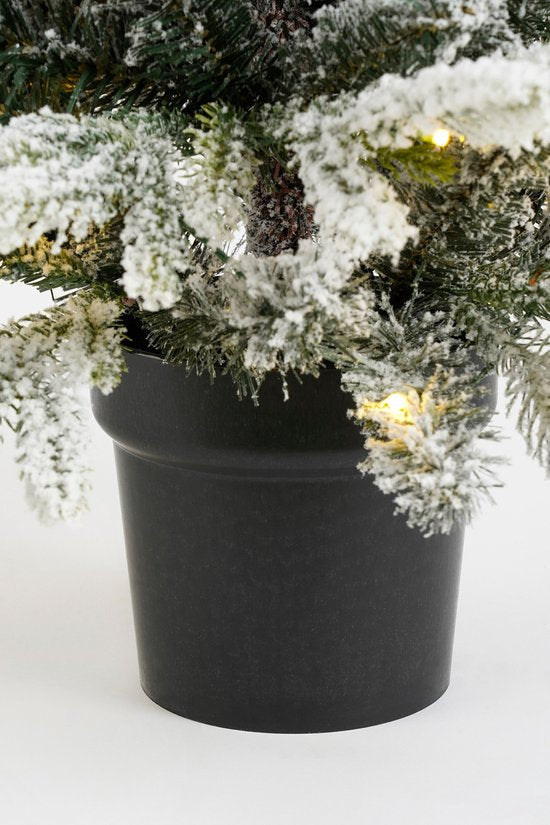 Black Box Trees Sapin de Noël artificiel Grimshaw avec neige H90 x P61 cm - Sapin artificiel en pot - Sapin de Noël artificiel d'intérieur - 120 branches - Vert