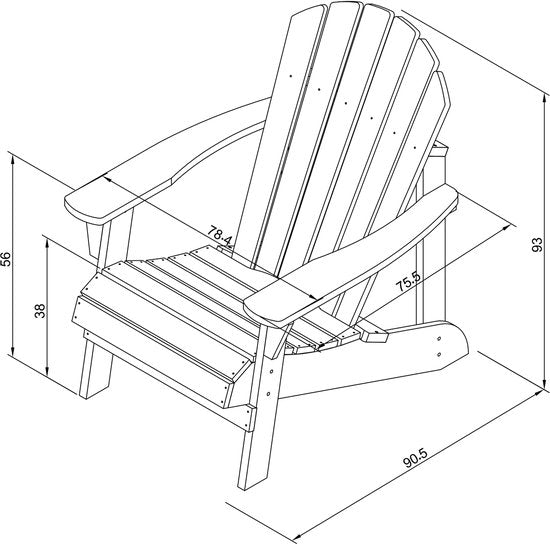 Chaise AXI Carmen Adirondack – Chaise longue en bois avec accoudoirs – Dossier haut - 90,5 x 78,4 x 93 cm