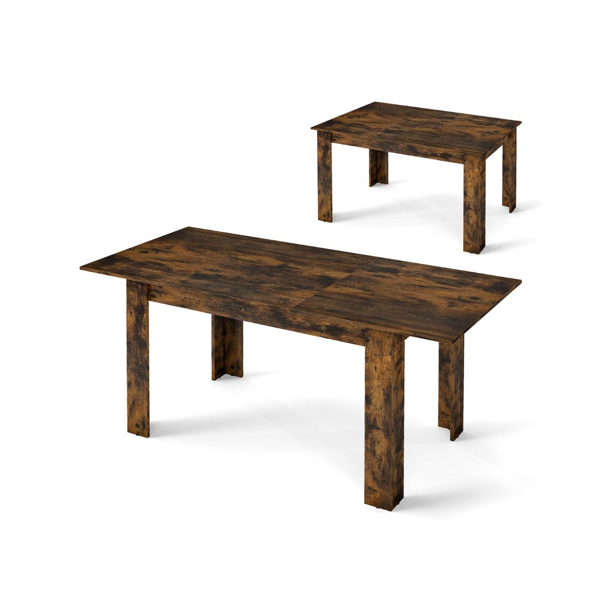 Table à manger extensible Coast - Plateau réglable - Pieds en L - Marron café 158 x 70 x 76 cm