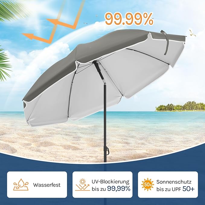 WOLTU GSS0007dgr03 - Parasol de balcon 175 cm - Protection UV UPF 50+ - Réglable et inclinable - Gris foncé