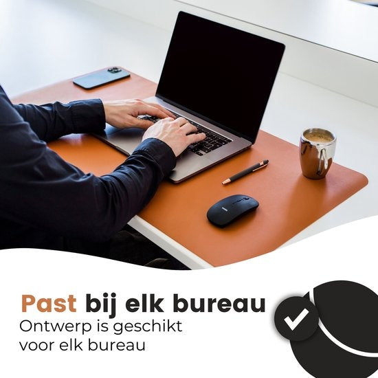 WURK Tapis de bureau professionnel en cuir synthétique - Organisateur de bureau - Accessoires de bureau - Tapis de souris XXL - Inclut un clip pour câble - 90x45 - Marron