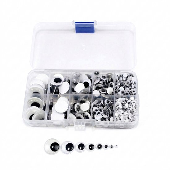 Yeux mobiles Faas - 750 pièces - Yeux autocollants pour loisirs créatifs - Bricolage pour enfants - Différentes tailles