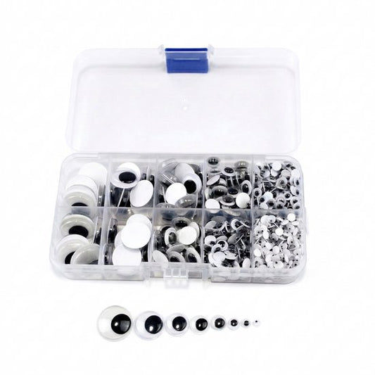 Yeux mobiles Faas - 750 pièces - Yeux autocollants pour loisirs créatifs - Bricolage pour enfants - Différentes tailles