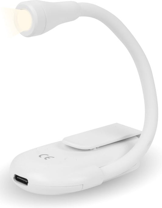 Nuvance - Lampe de lecture - Lampe de lecture à pince - Dimmable - 3 niveaux - Lampe de lecture pour livre - Rechargeable USB C - 24 heures de plaisir de lecture - Lampe à pince - pour enfants et adultes - Lampe à pince - Blanc