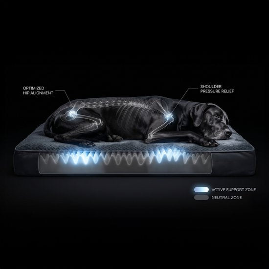 Coussin orthopédique pour chien Happysnoots® - Panier pour chien XXL 100 x 70 x 12 cm - Lit pour chien lavable pour grands chiens - Gris avec fermeture éclair