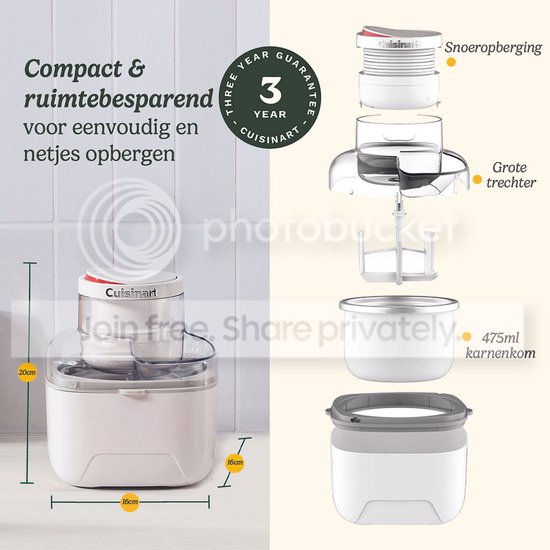 Cuisinart - Solo Scoops : machine à glace - Machine à sorbet et à yaourt glacé - Machine à glace - 475 ml