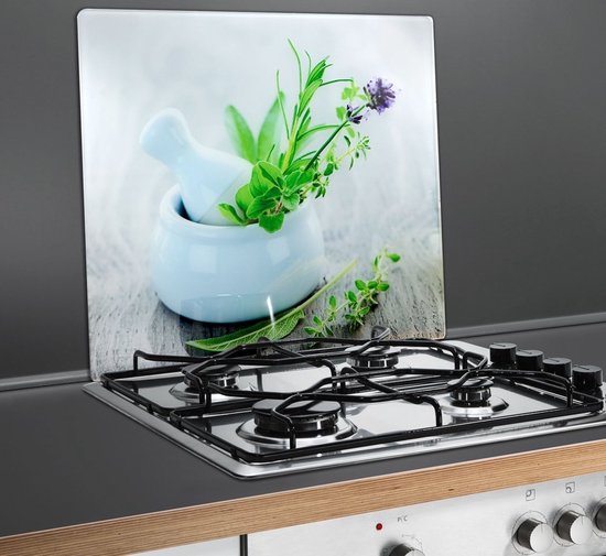WENKO Plaque de protection en verre pour cuisinière HERB GARDEN, grande taille