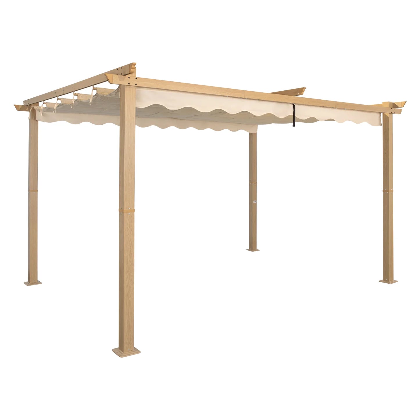 Pergola Angel Living en aluminium 3 × 3 m, jaune crème – Toit rétractable UV50+, tubes de toit en acier, revêtement par poudrage