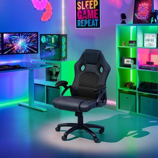 tectake® - chaise de bureau chaise gaming - chaise de bureau de luxe chaise de bureau - chaise de course chaise de bureau chaise gaming Tyson - noir