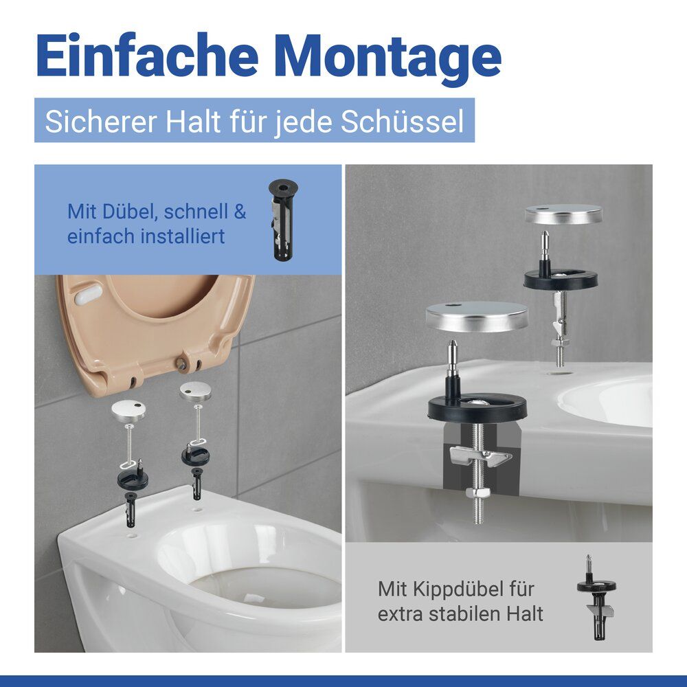 Siège de WC WENKO Ottana beige - Duroplast - Easy-Close - Fix-Clip