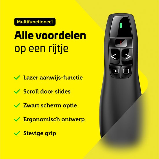 Garpex® Wireless Presenter - Clicker de présentation - Présentateur sans fil - Télécommande Powerpoint - Pointeur laser - Sans fil