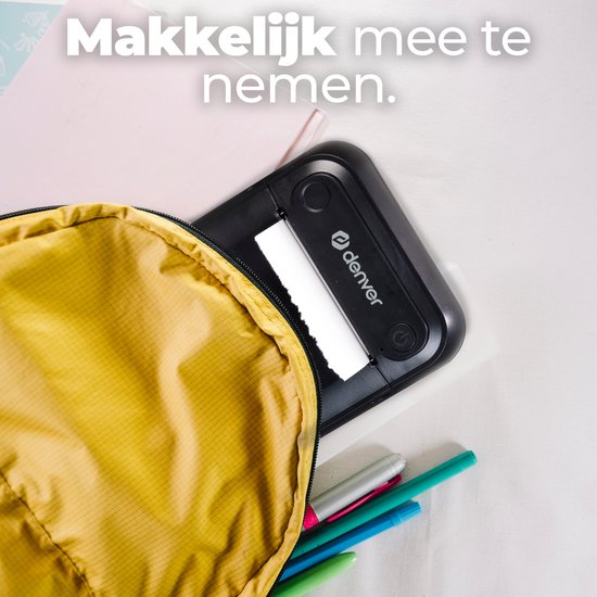 Denver Mini Pocket Printer - Imprimante d'autocollants - Papier thermique - Bluetooth - Imprimante photo mobile - MBP32B