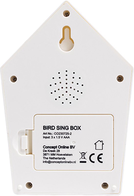 Nexxt Bird Sound House with Sensor for Toilet - Volume réglable - WC - Détecteur de mouvement - 8.6 x 3.5 x 12.5 cm - 90 g - Placard - Boîte à oiseaux - Dark Brown