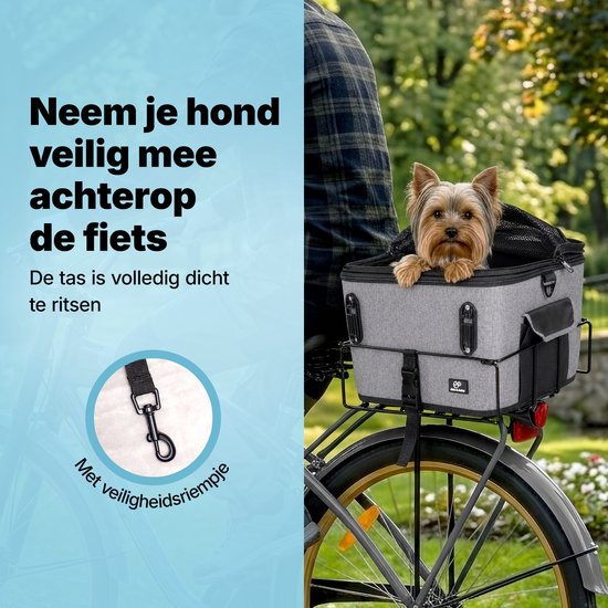 Panier pour chien Jake et Jacky - Panier pour chien à l'arrière du vélo - Panier pour chien à vélo - Siège auto pour chien - Petits chiens (max. 12 kg) - 35 x 30 x 31 cm