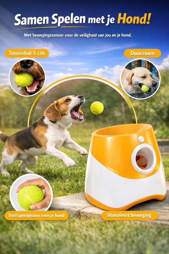 Lance-balles pour chien Ceruzo – Automatique – 6 balles – 3 distances – Rechargeable