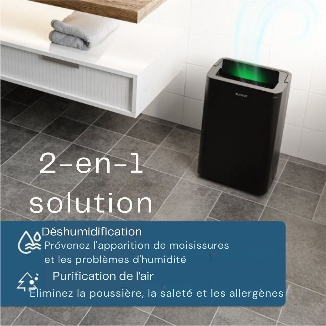 Déshumidificateur Auronic - Compact Pro Plus - 20L - Chambre à coucher, salle de bain, salon et bureau - d'intérieur - Noir